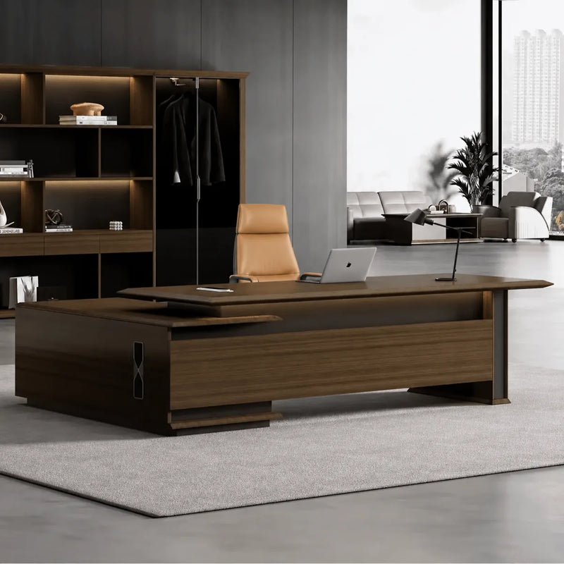 Milner desk, right return, skyline behind