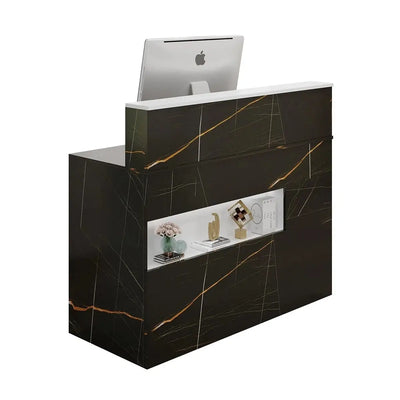Natalia counter in veined black marble with gold veining, 47-inch width
