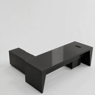 Newton · Executive Desk w/ Mobile Storage — Glossy Black