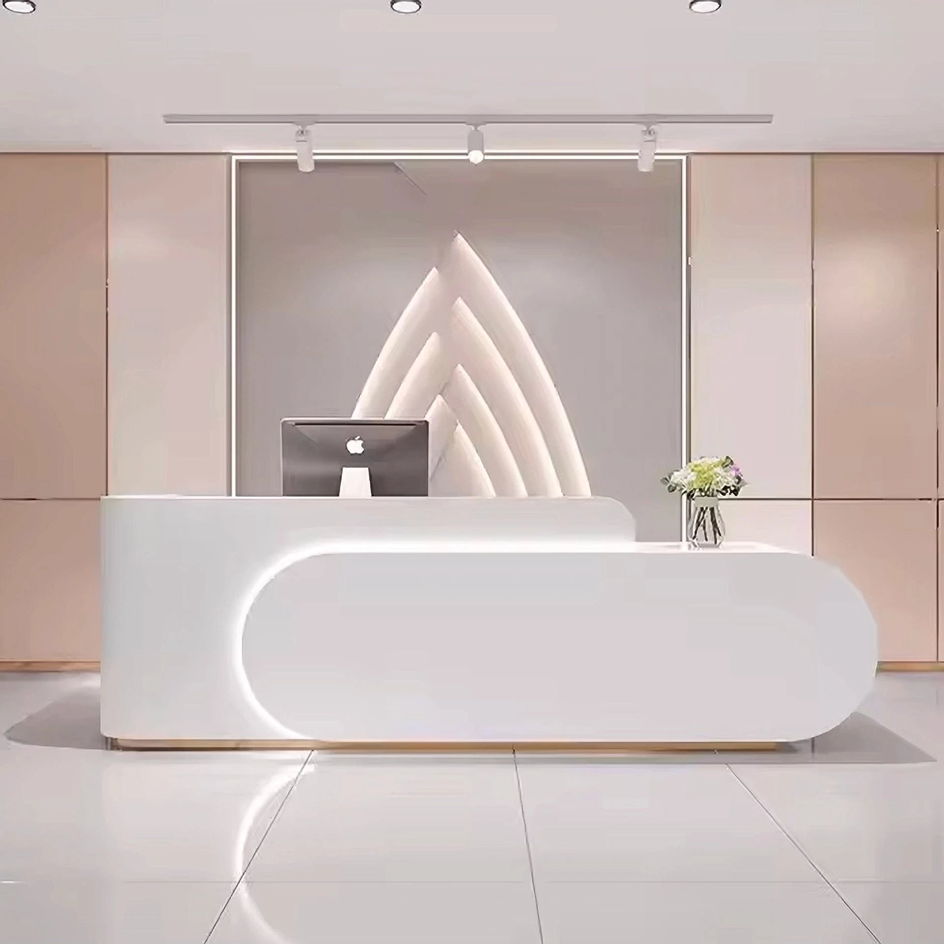 Escritorio de recepción rectangular blanco Odette de 63 a 142