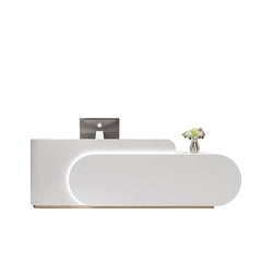 Escritorio de recepción rectangular blanco Odette de 63 a 142" con acabado brillante | AF ZT-Z291051R