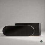Odette · Front Reception Desk — Glossy Black, Right Configuration