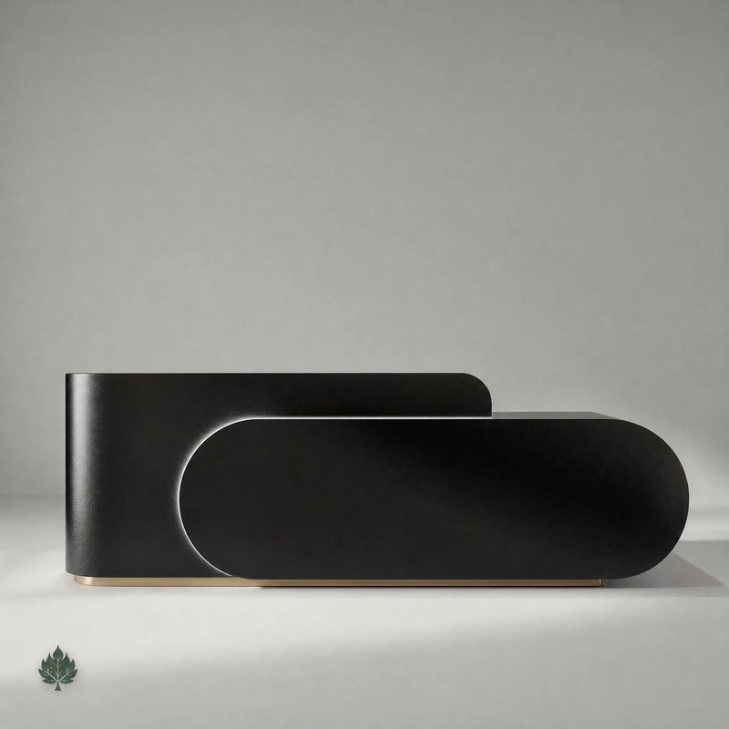 Odette · Front Reception Desk — Glossy Black
