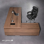 Pascal desk from above with lamp and cable port