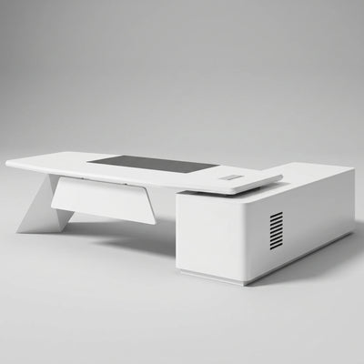 Turing · White L-Shaped Executive Desk