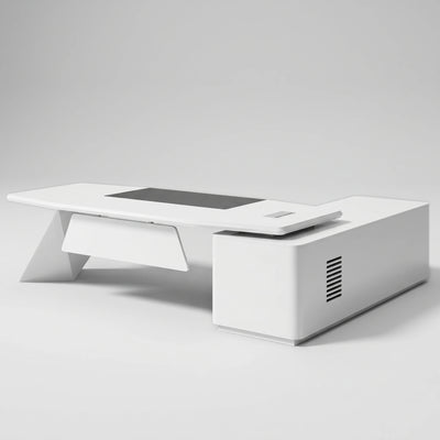 Turing · White L-Shaped Executive Desk
