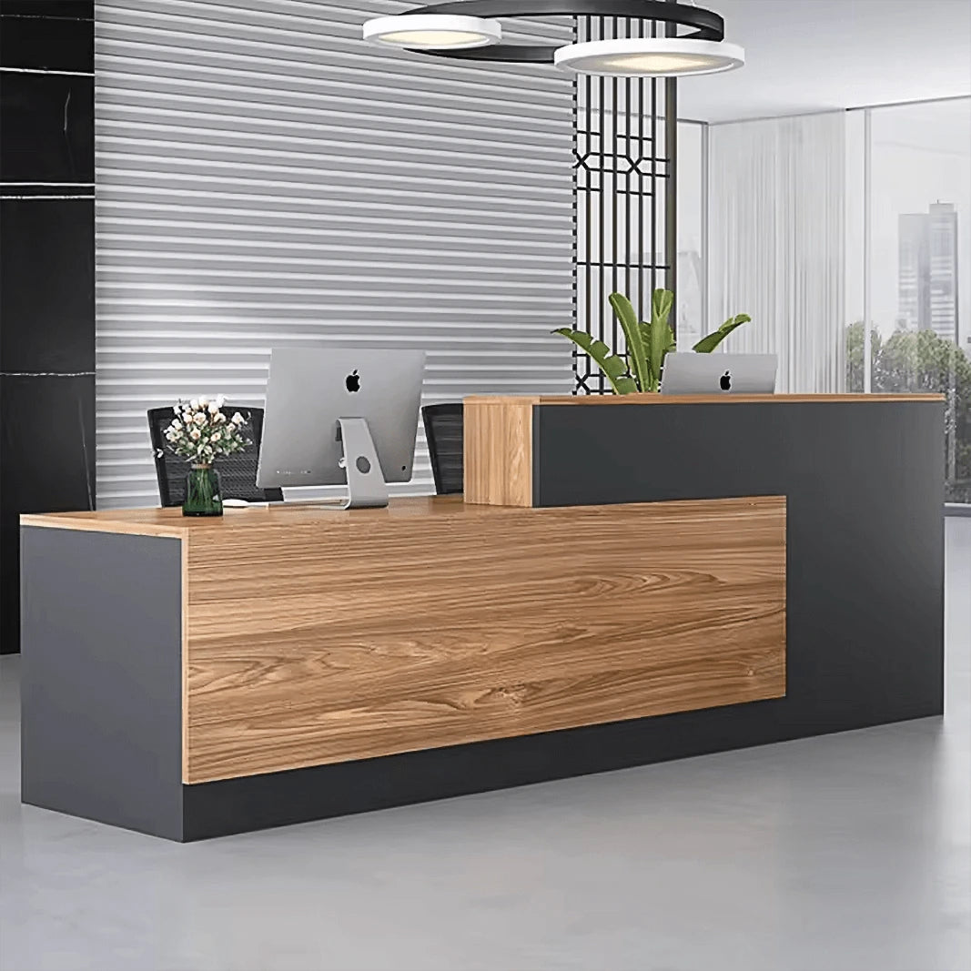 Escritorio de recepción rectangular marrón Ryvion de 71 a 126