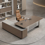 Sayers desk, right return, in a curved cream office