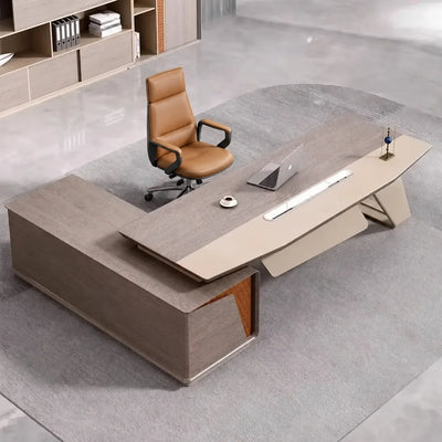 Seguin desk from above, right return, in a skyline office