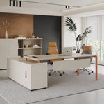 Selby desk, right return, palm beside the window