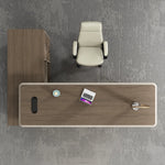 Stanford desk top from above on concrete floor