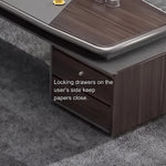 Close-up of the drawers on the user's side of the Stellan desk