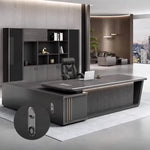 Sterling desk with cabinet lock inset detail, office scene