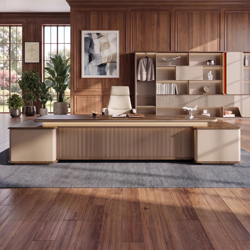 Sussex grand desk in a walnut-paneled partner's office