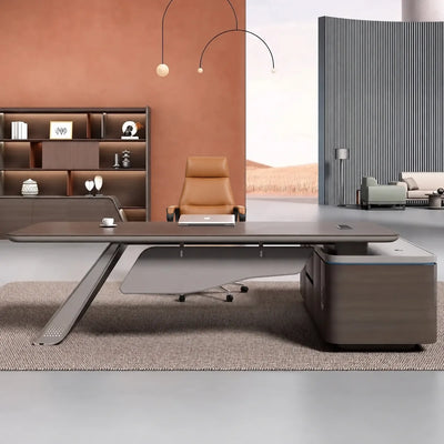 Tanzer manager desk, left return, in a terracotta office