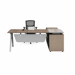 Tasker desk with low return cabinet, studio angle