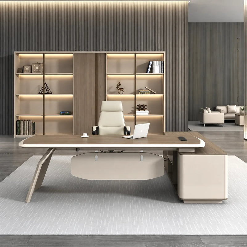Tilson desk centered in a dusk office with sofas