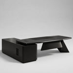 Turing · L-Shaped Executive Desk — Glossy Black, Right Return