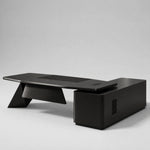 Turing · L-Shaped Executive Desk — Glossy Black