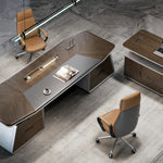Velluto desk overhead, chevron top with leather pad