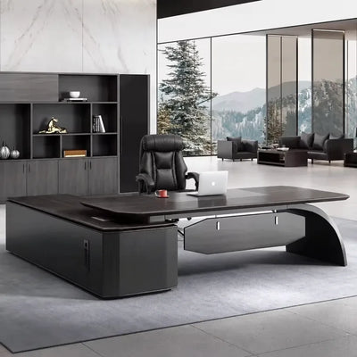Ventura desk in midnight black, right return, alpine view office
