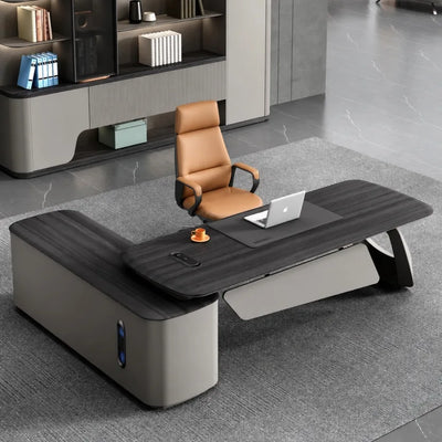 Veris desk, right return, overhead with laptop