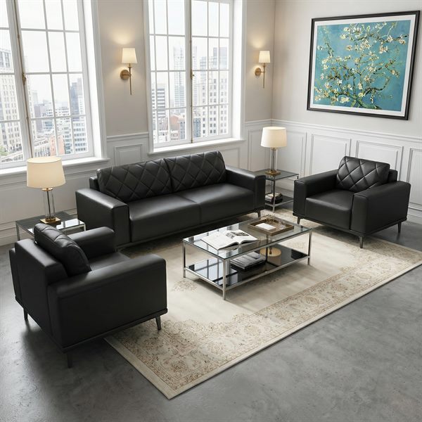 Arc Grove black leather lounge