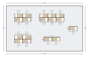 Office Space Planner layout of a 40 by 24 foot floor with four workstation groups